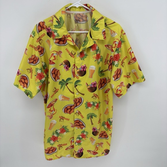 Hawaiian Island Creations Other - Rare Hooters Hawaiian Button Shirt Upf 50 Moisture Wicking Tech Tropical Men L